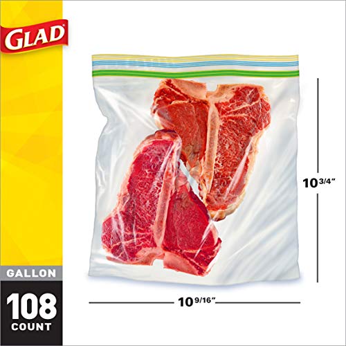 GLAD Food Storage and Freezer Bags, 2 in 1 Gallon Plastic Bags for