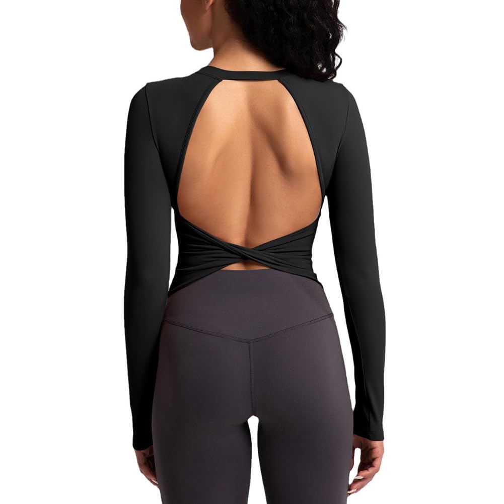 Photo 1 of (used/fair) (bagged) Women's Workout Athletic Shirts Sexy Open Back Sports Bra Tank Top Casual Tight T Shirts with Built in Bra