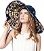 Bienvenu Women Wide Large Brim Floppy Foldable Roll up UPF 50+ Beach Sun Hat,Navy