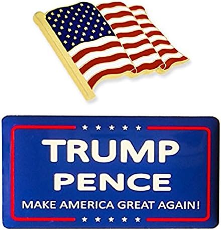 American Flag Lapel Pin (MADE IN USA) and Make America Great Again MAGA Trump Pin