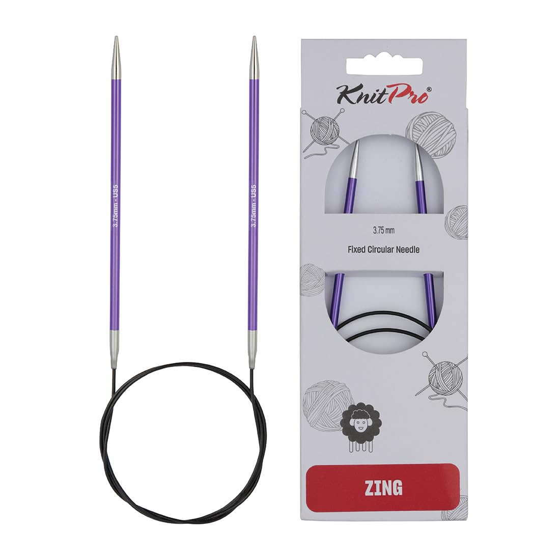 KnitPro Zing Fixed Circular Needles 47" (120cm) | Size 3.75mm