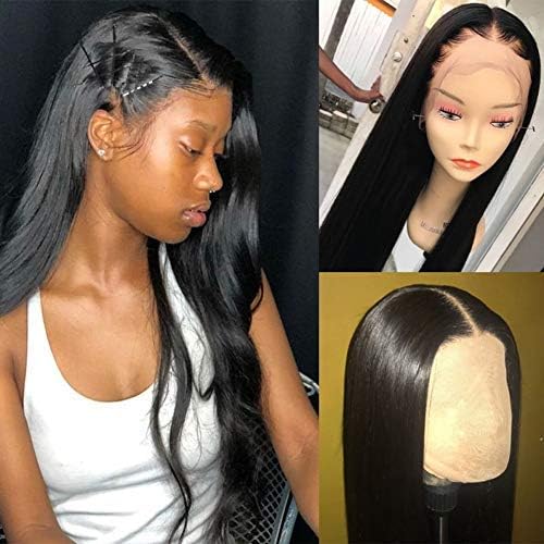 Dalisi Wigs 360 Lace Frontal Wig Silky Straight Brazilian Virgin Human Hair 13x6 Lace Wigs Pre Plucked with Baby Hair 150% Density Natural Color 14inch