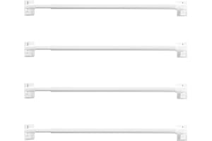 RYB HOME Adhesive Curtain Rod No Drill Adjustable Small Curtain Rods Stick on Brackets for French Door Patio Door Cafe Renter Friendly, Easy to Install, 16-27 Inch, 4 Pack, White