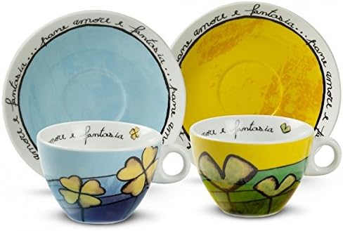 Egan paf12/1 C Set Cappuccino Cups, Porcelain, Blue/Green, 4 Units