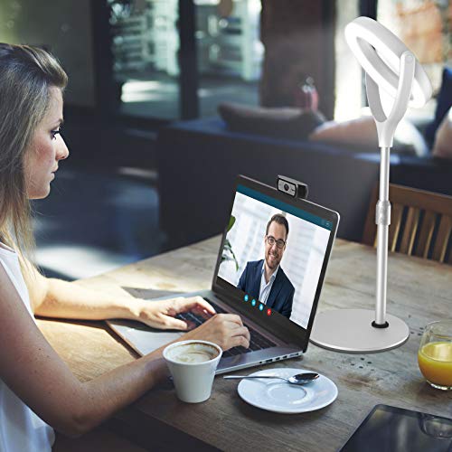 Desk Ring Light with Stand & Phone Holder, 7'' LED Ring Light for Laptop Monitor/PC/Webcam/iPhone, Lighting for Video Conference Recording/Selfie/Zoom/Meeting/Streaming/Makeup/YouTube/Tiktok