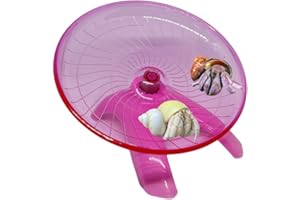 LOEGOVAE Hermit Crab Wheel Revolve Toy, Hamster Running Flying Wheel Saucer Exercise Toy, Running Wheel for Small Pet Animals Hamster Gerbil Lizard Salamander Hermit Crab Rodents (Rose)