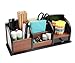 PAG Office Supplies Wood Desk Organizer Pen Holder Accessories Storage Caddy with Drawer, 8 Compartments, Brown
