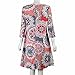 Women 2017 Casual Round Neck 3/4 Sleeve Boho Side Pocket A-Line Tunic Loose Shirt Dress (XXL, Pink)