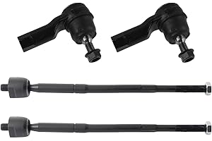 TRQ Front Inner and Outer Tie Rod Set 4 Piece Compatible with 2011-2017 Mitsubishi Lancer 2014-2019 Outlander 2011-2019 Outlander Sport
