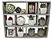 Vintage Rustic Torched Wood Rustic Freestanding & Wall Mountable Shadow Box Display Frame with 9 Compartments - Wooden Farmhouse/White Washed Home Decor Picture Shelf for Kitchen, Bedrooms, Bathroom