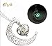Onairmall Glow in The Dark Moon Love Heart Pendant Necklace Luminous Series Fluorescent Necklace (Green)