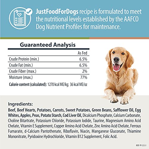 JustFoodForDogs Pantry Fresh Dog Food, Human Grade Beef & Russet Potato