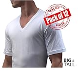 Andrew Scott Mens 12 Pack Big Man V Neck Shortsleeve T Shirt