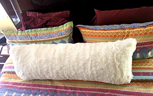 Luxurious Faux Fur Body Pillow Cover with Long Hair, Removable with Sturdy Zipper Closure, Ultra Soft For More Comfort and Fits up To 20 X 54 in Body Pillow (Choice of Colors) (WHITE) - Thumbnail 3