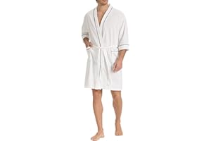 SIORO Men's Waffle Knit Robe for Summer, Short Lightweight Bathrobe with Pockets and Kimono, 3/4 Sleeves Loungewear for Spa