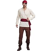 Leajap Halloween Pirate Costume for Adults: Party Cosplay Attire for Men
