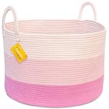 OrganiHaus 3-Toned Cotton Rope Storage Baskets for Laundry and Blankets (Wide (20