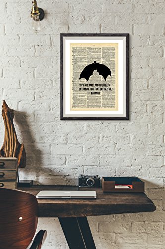 Batman Art - Who I Am Underneath Quote - Vintage Dictionary Print 8x10 inch Home Vintage Art Abstrac - //coolthings.us
