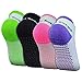 Rbenxia 4 Pair Silicone Dot Cotton Non Slip Skid Yoga Pilates Socks with Grips Cotton for Women Full Toe Low Cut Non Skid Barre Socks for Studio Hospital Sports Fitness Training One Size