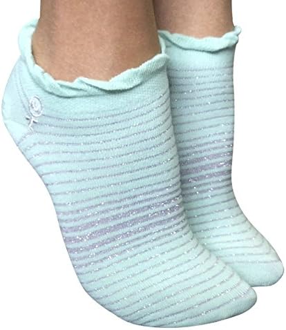 2 Pairs Ladies Grey Mint silver Lurex Trainer liners Invisible Socks 5-9 Us