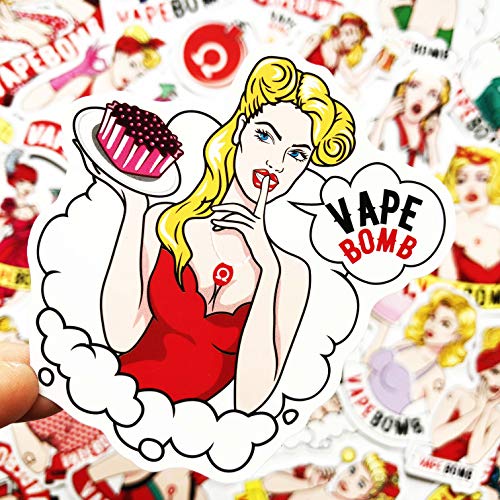 32PCS Vape Bomb Girl Stickers Sexy Modern Girl Sticker Laptop Car Bicycle Suitcase Computer Water Bottle Mobile Phone Stickers Decals (Bomb Girl) - Thumbnail 6