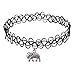 Longil Women Vintage Black Gothic Stretch Elastic Double Line Henna Tattoo Choker Collar Necklace with Elephant Pendant Charm Hippy Popular for 80s 90s