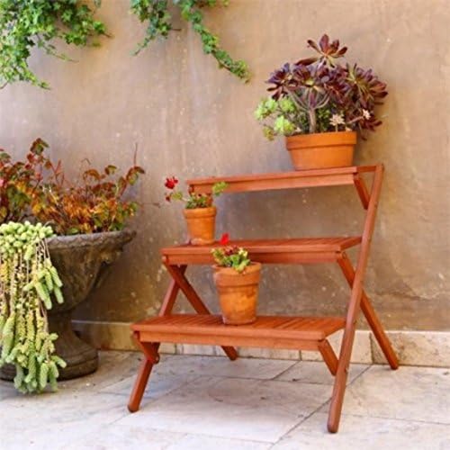 Natural Eucalyptus Hardwood Foldable 3 Layer Planter Pot Stand