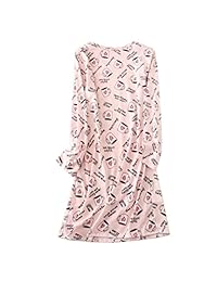 Piyamas de algodón para dama con mangas largas, camisón para dormir, Vestido con impresiones