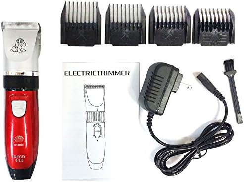 Electric Cutting Animal Pet Dog Cat Hair Trimmer Shaver Grooming Clipper Red Low-noise
