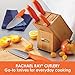 Rachael Ray 6-Piece Japanese Stainless Steel Knife Block Set with Orange Handles