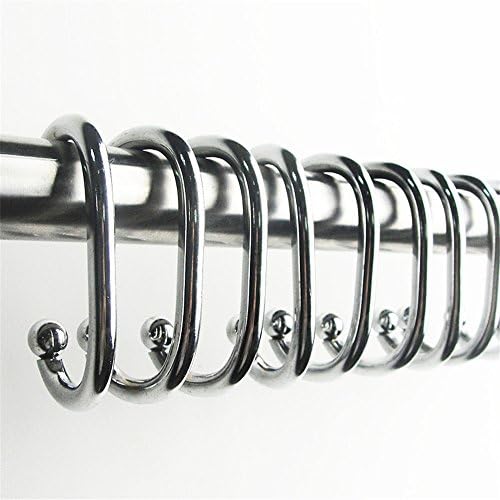 BUYBUYMALL 12 PCS Alloy C Shape Shower Curtain Hooks