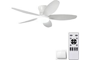 36" Low Profile Ceiling Fan with Lights & Remote - 6-Speed Wind, Dimmable 3-Color LED, Reversible DC Motor, Timer, Memory Fun