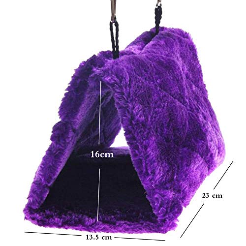 Cdycam Plush Pet Bird Hut Nest Hammock Hanging Cage Happy Snuggle Cave Tent (Medium)