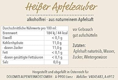 Dolomiti Heisser Apfelzauber Alkoholfrei Bag In Box Fruchtiger Apfelpunsch Ohne Alkohol 1 X 10 0 Liter Bag In Box Amazon De Lebensmittel Getranke