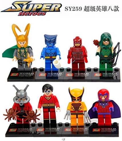 8Pcs Figures Marvel DC Super hero minifigures building blocks model bricks kids toys anime batman
