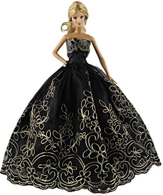 Barbie Clothing Black Fashion Princess Party Dress/Clothes/Gown For Barbie Doll