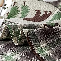Junsey Rustic Bear Quilts Set King Size,Lightweight