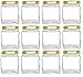Nakpunar 8 oz Cube Square Glass Jars - Stackable - with Gold Lids for Jam, Honey, Wedding Favors, Shower Favors, Baby Foods, DIY Magnetic Spice Jars (12)