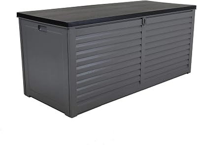 Charles Bentley 490L Outdoor Storage Box Grey Body Black Lid PP Vacuum