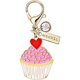 MONNEL MC464 Little Cupcake with Love Heart Lobster Clasp Charm for Women with Velvet Bag (Pink,1 Piece)