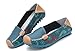 Maybest Women Bright Color Casual Flower Printed Slip On Leather Flat Pumps Moccasins Dancing Shoes (8.5 B (M) US, Dark blue)