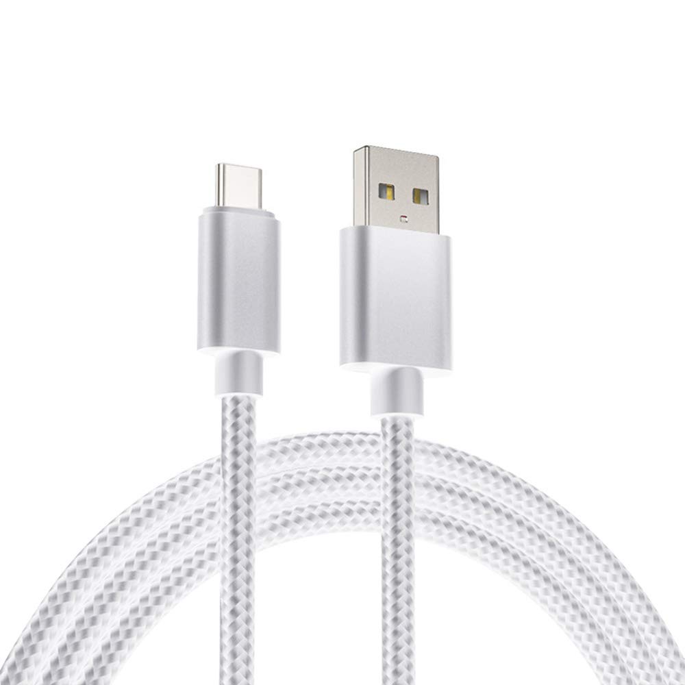 USB Type-C to USB-A 2.0 Male Cable 1 Meter - USB Type C Charging Cable Nylon Braided USB C Sync Cable for Galaxy S10/S9/S8+/S8 1M Nylon Braided USB C Fast Charging Cable for Samsung Silver 1 PACK