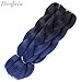 Dingxiu (3Packs,24inch) Ombre Braiding Hair Extensions Afro Jumbo Braids Synthetic Fiber Hair Two Tone Twist Braiding hair 100g/Pack (Black-Dark Blue)