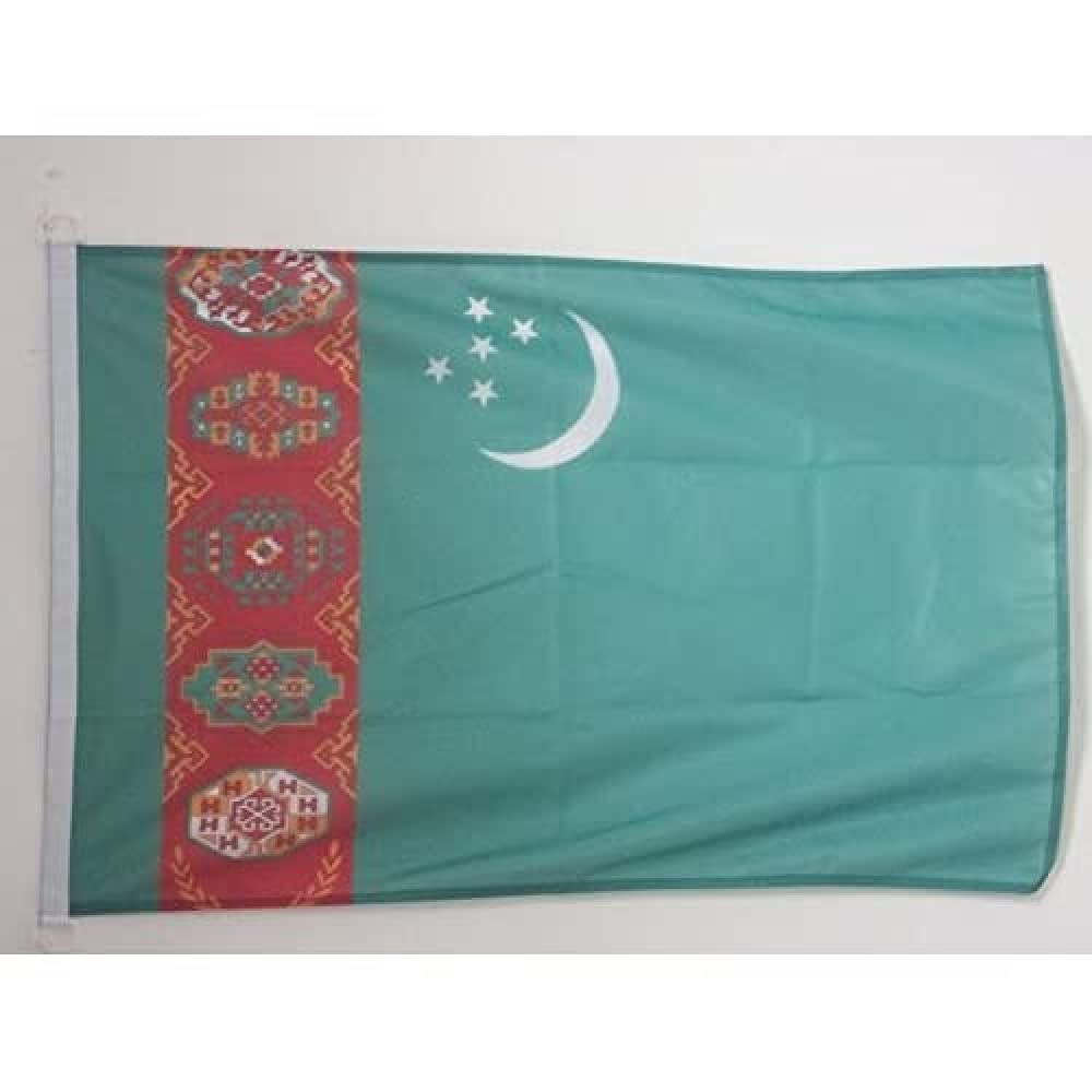 AZ FLAG - Turkmenistan Nautical Flag - 18'' x 12'' - For Outdoor and Boat - Turkmen Banner Knitted Polyester with Two Plastic Rings - Vivid Colors - 12x18 in - 45x30 Cm — image 1