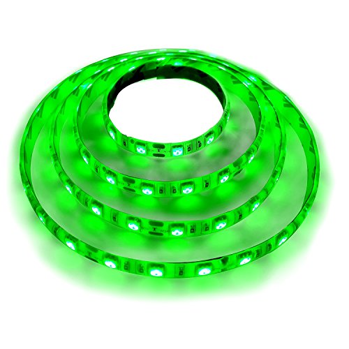 Green LED Flexible Strip Lights 300LEDs 16.4Ft(5M) DC12V SMD5050 2Pin Dimmable Waterproof Super Bright Tape Lighting for DIY Indoor Outdoor Game Room Home theater Decoration