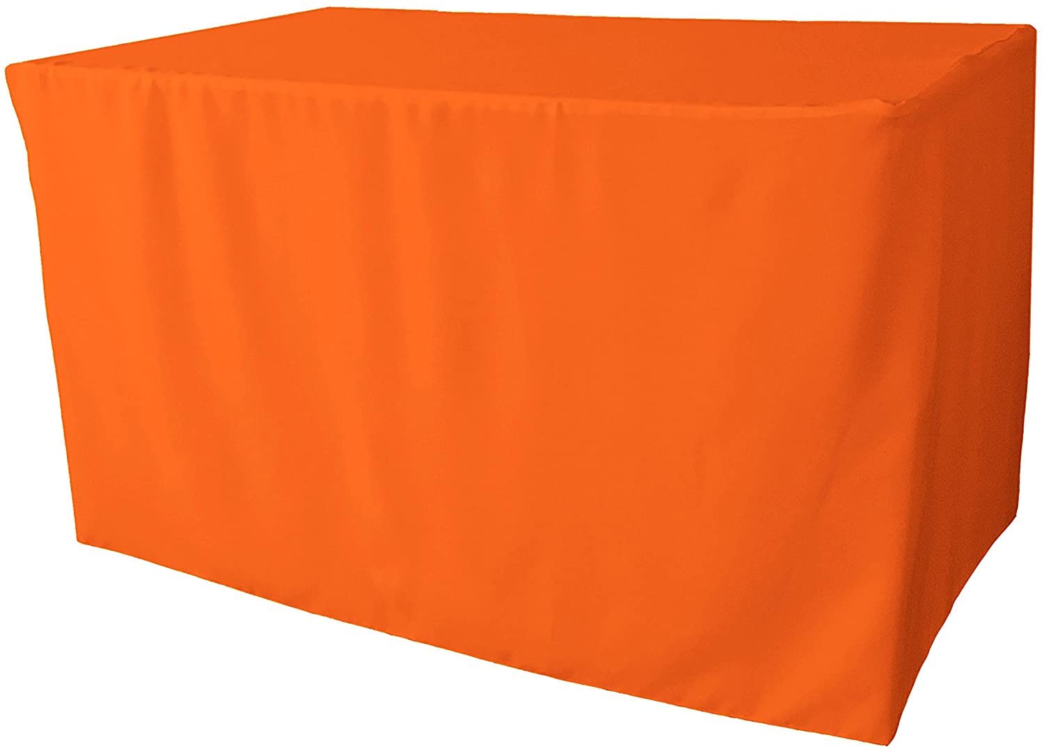 LA Linen Poplin Fitted Tablecloth, Polyester, Orange, 48 x 30 x 30-inch