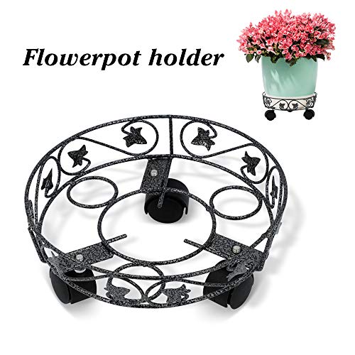 Hortem Metal Plant Caddy with Wheels, Heavy Duty Flower Pot Wheels, Movable Plant Stand on Wheels for Indoor Outdoor(10 Inches)