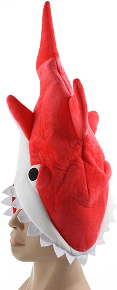 BENHAI 1PC Halloween funny originality Aquarium shark piranha fish hat plush toy Stuffed Plush Cute Cosplay Hat for children Adult gift Mini Cap Adult Polyester Skullies Beanies