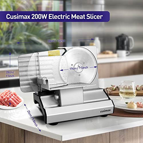 CUSIMAX Meat Slicer, Electric Deli Food Slicer with 7.5” Removable Stainless Steel Blade