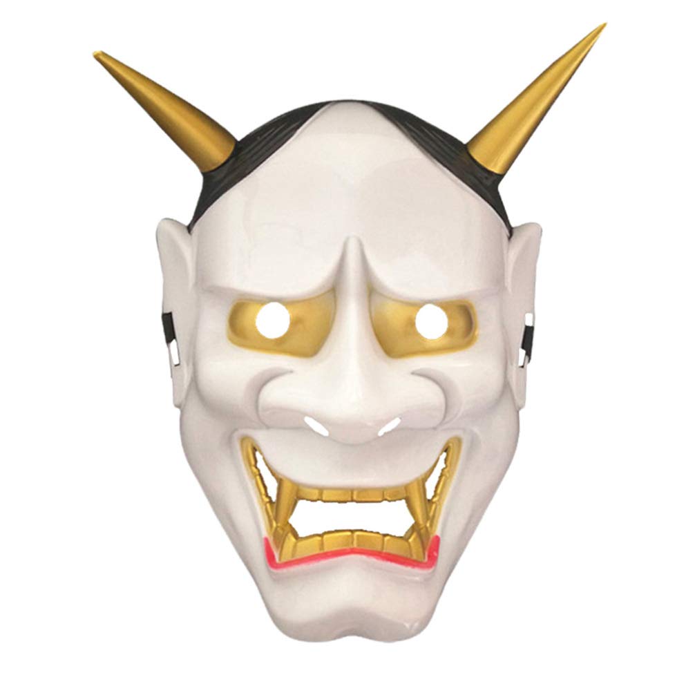 Amosfun Halloween Scary Mask Japanese Buddhist Prajna Mask Evil Oni Ghost Costume Props
